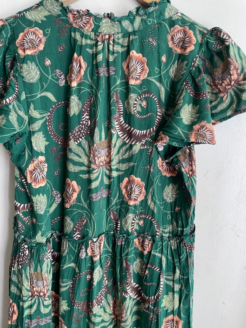 By Anthropologie Victoria Garcia Floral Flutter-Sleeve Tiered Mini Night Dress - Picture 9 of 15